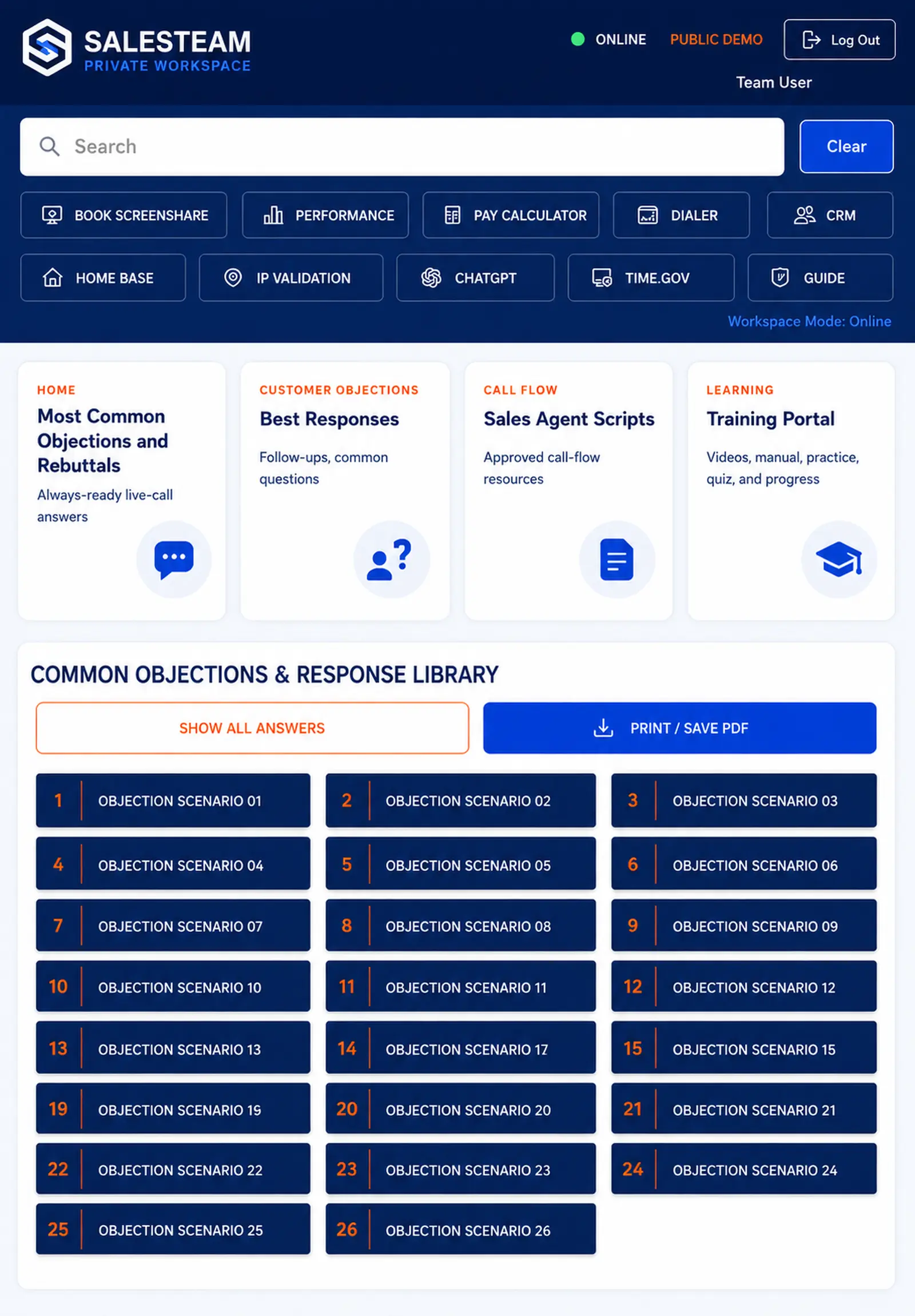 SALESTEAM – Agent Workspace tablet presentation